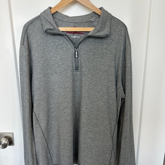 Tommy Bahama Island Zone Men's XL Grey Quarter Zip - Picture 1 of 5